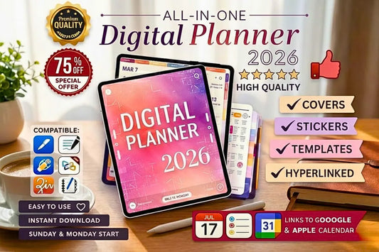 2026 Portrait Planner | Digital Productivity Planner PDF